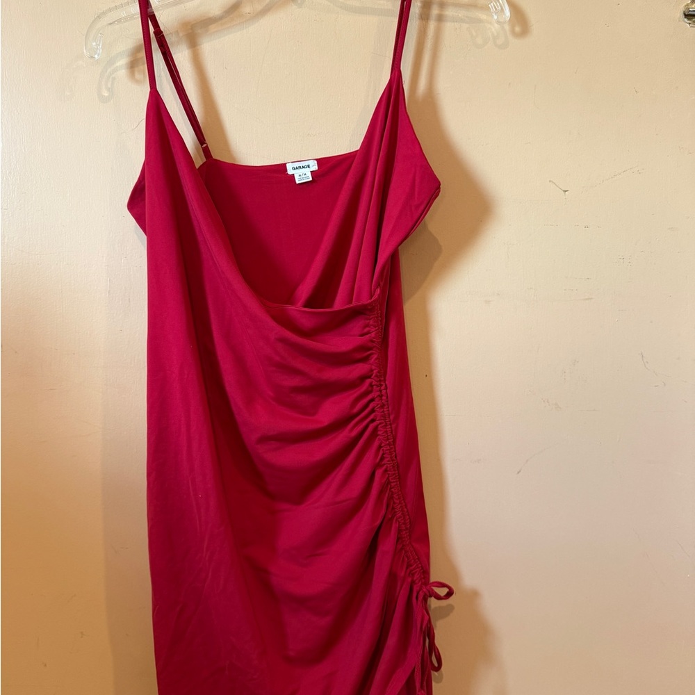 Garage Red Ruched Mini Dress, size M